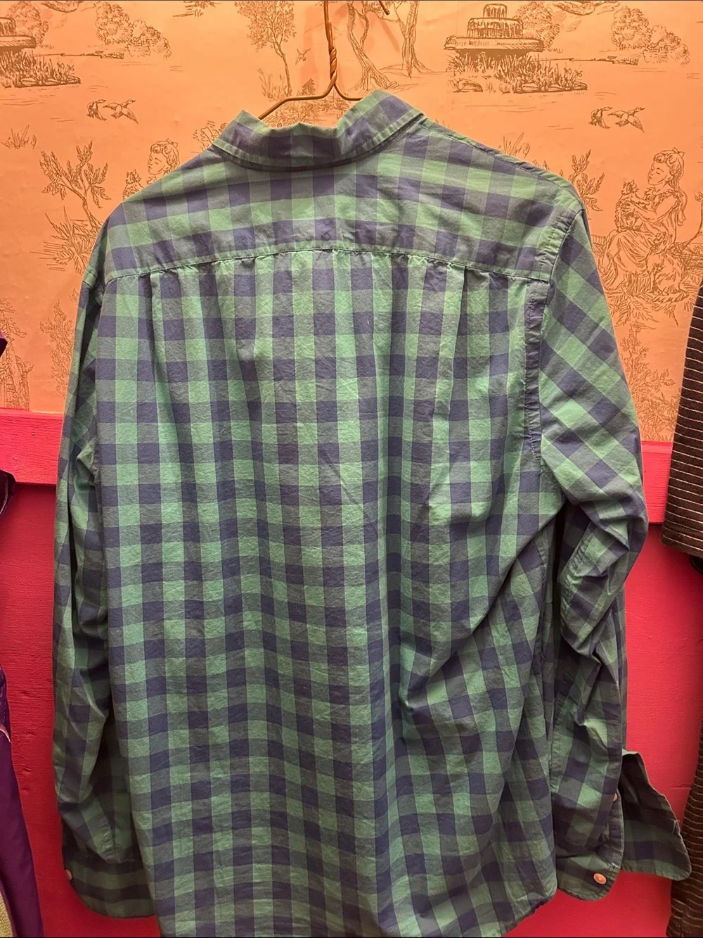J. Crew Green and Blue Checked Cotton Button-Down Shirt